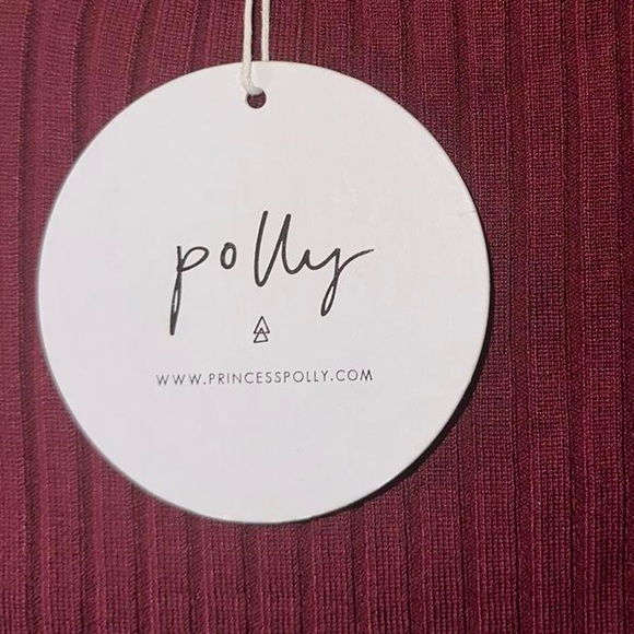 Princess Polly Wine Red Ribbed Cropped Turtleneck Top - Picture 3 of 7